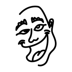 Bold Line Drawing of a Smiling Face with Exaggerated Features