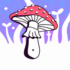 Cute Cartoon Red Mushroom Illustration