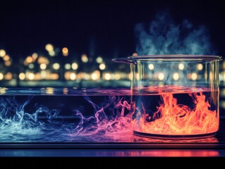 Chemical reaction in a glass beaker