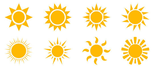 Sun icons vector symbol set