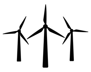Wind turbine vector silhouettes. Windmill vector icons. Wind turbine icons. Wind power icons. Alternative energy symbols. 