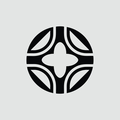 Abstract circular geometric pattern black and white design element