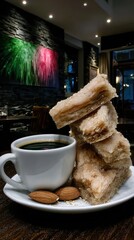 Coffee and pastries in cafe