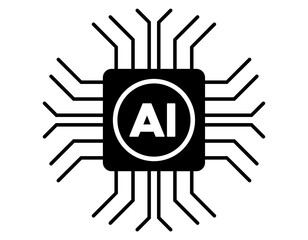ai chip processor isolated on white vector icon for any design