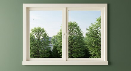 Looking Through Window at Trees on Sunny Day