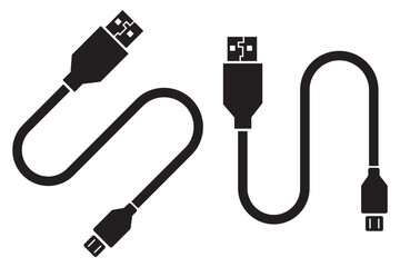 USB cable flat simple vector symbols illustration