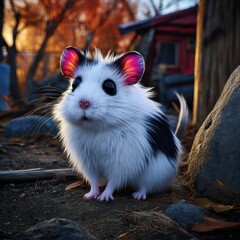 Cute hamster in autumnal setting