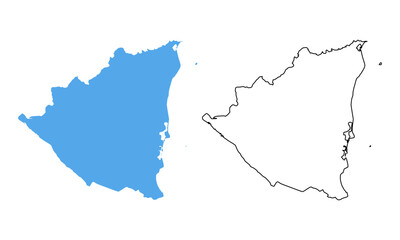 Obraz premium Nicaragua country map. Map in various outline and blue silhouette styles