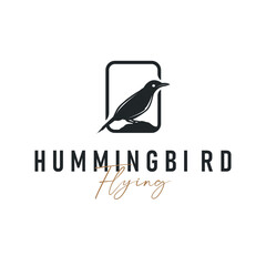 bird logo concept animal design flying freely in the sky hummingbird silhouette with a simple, cool, modern design illustration of a brand symbol template for a business product or poster template