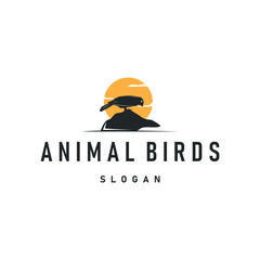bird logo concept animal design flying freely in the sky hummingbird silhouette with a simple, cool, modern design illustration of a brand symbol template for a business product or poster template