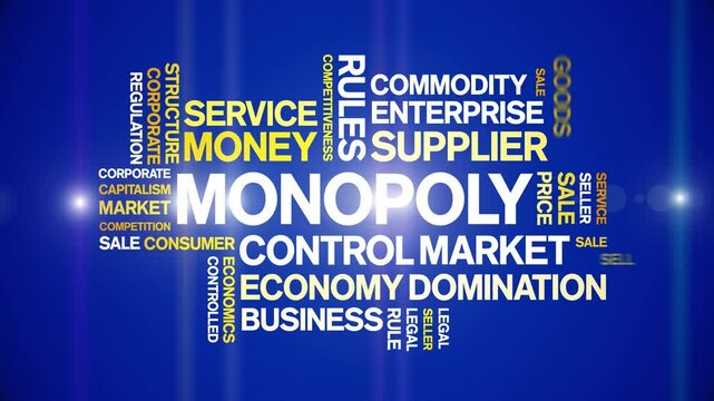 Monopoly animated word cloud;text design animation tag kinetic typography seamless loop.