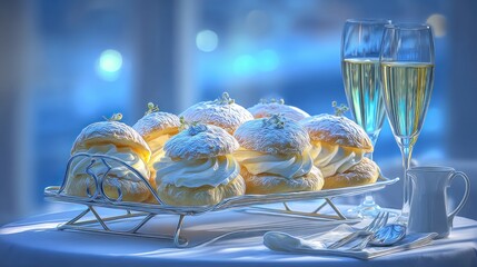 Festive pastries and champagne