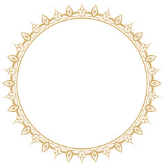 Vector illustration for a round frame border ornament, gold color and white background, suitable for use in frames with text placed in the center