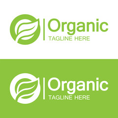 Organic logo , Initial Letter O with Leaf for Organic Fresh Natural Food logo design