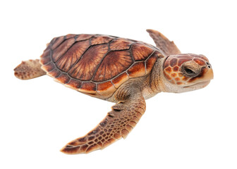 Loggerhead Turtle (Caretta caretta) on white background