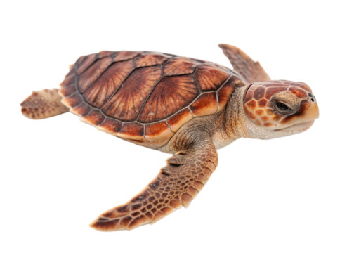 Loggerhead Turtle (Caretta caretta) on white background