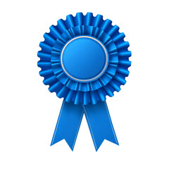Blue award ribbon bow with elegant folds, isolated on a clean white background, symbolizing honor, excellence, or recognition.