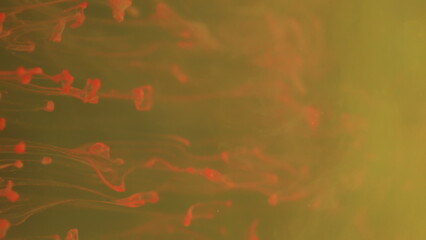 Vertical video. Paint water swirl. Blur liquid acryl. Defocused pink green color shine drops flow fluid smoke texture wave on abstract light background.
