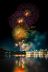 Fototapeta premium fireworks over the river