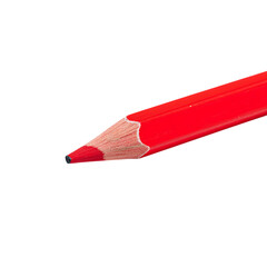 Close up of a red colored pencil isolated on transparent background