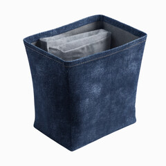 Denim Fabric Storage Bin with Folded Clothes