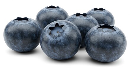 Obraz premium Hyper-Realistic 3D Render of Fresh Blueberries on White Background 