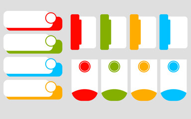 Infographic set of colorful rectangular and round shapes for business promotion.