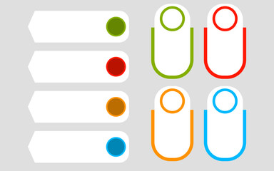 Four white rectangles and four ushaped frames.