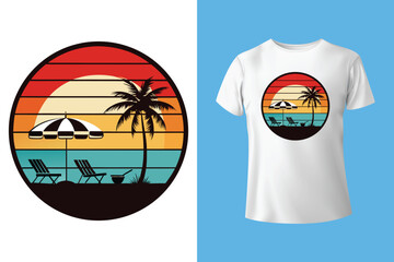 Island Life Beach T-Shirt Design – Relaxed Tropical Lifestyle with Palms and Hammock