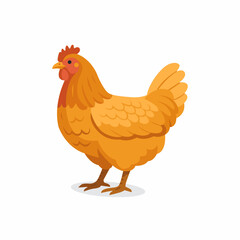 cartoon mother hen, a farm on a white background.