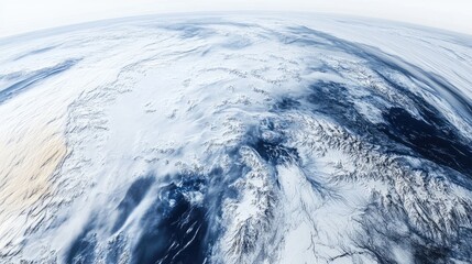 High-resolution 3D rendering of Earth from above, showing detailed continents, oceans, and atmospheric clouds. Clean white background, ideal for infographics or presentations.