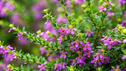 Obraz premium Heather-like Cuphea Hyssopifolia Plant with Purple Flowers