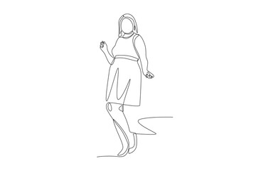 Plus size women concept one-line drawing