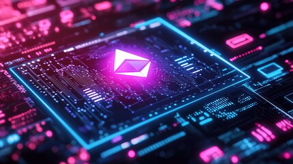 A glowing blockchain analytics dashboard displaying a rising cryptocurrency chart 