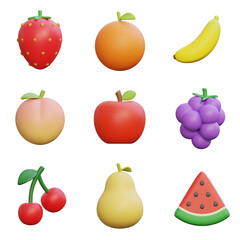 fruit 3D graphic Icon Set