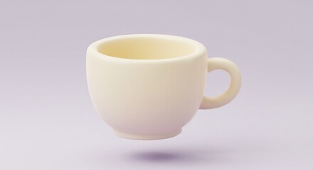 Floating Coffee Cup on Light Background Minimalist Style