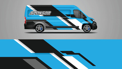 Cyan van wrap vector design, livery vehicle ready editable and print