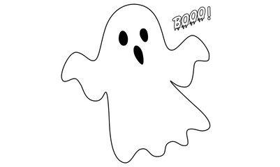 Halloween Ghost Vector Illustration in Cartoon Doodle Style. Halloween icon.