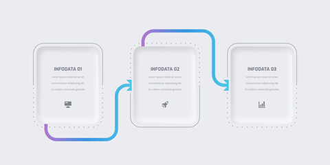 Business Neumorphic Infographic Presentation with Gradient Color Rectangle Label 3 Option and Icon