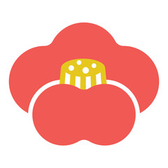 椿の花の和風アイコンイラスト