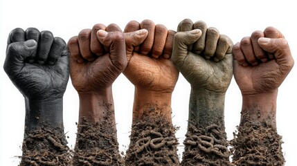 United in Strength Diverse Hands Raised in Solidarity