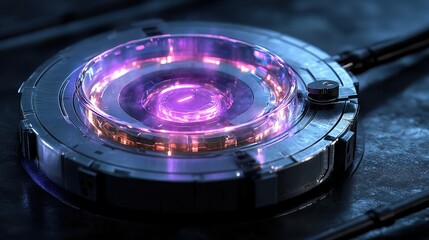 A futuristic holographic lock with a miniature encrypted key