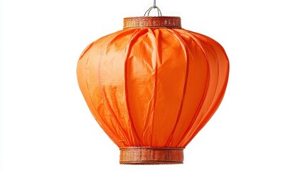 Orange Paper Lantern Hanging Isolated on White Background.