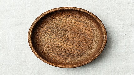 Round wooden dish on a light-colored surface.