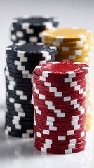 Stacks of Casino Poker Chips.