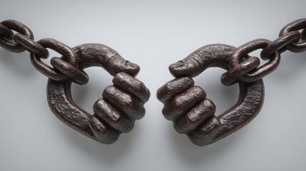Intertwined Hands in Chains A Symbol of Unity and Bondage.