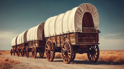Conestoga Wagons on the Trail