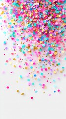 Colorful Confetti Scattered on White Background