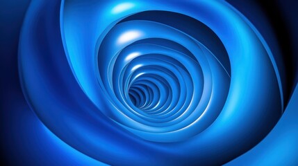 Obraz premium Abstract blue spiral tunnel with smooth flowing curved layers creating a hypnotic and futuristic effect