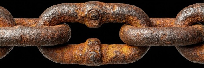 Rusty Chain Links Close-up.